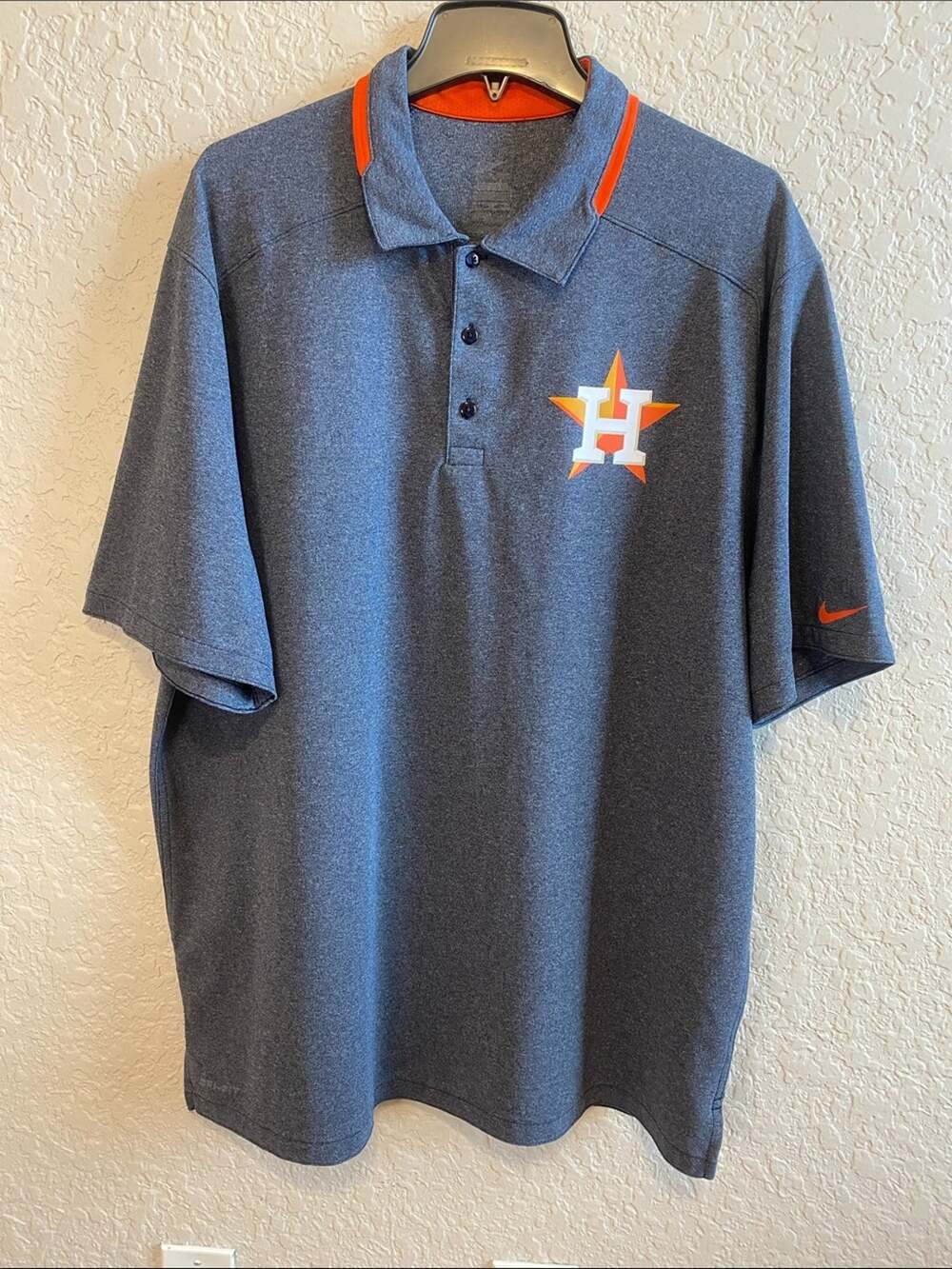 Nike Denim Blue/Gray Polo with Orange Houston Astros Logo XXL